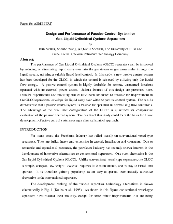 (PDF) Design and Performance of Passive Control System for Gas-Liquid ...