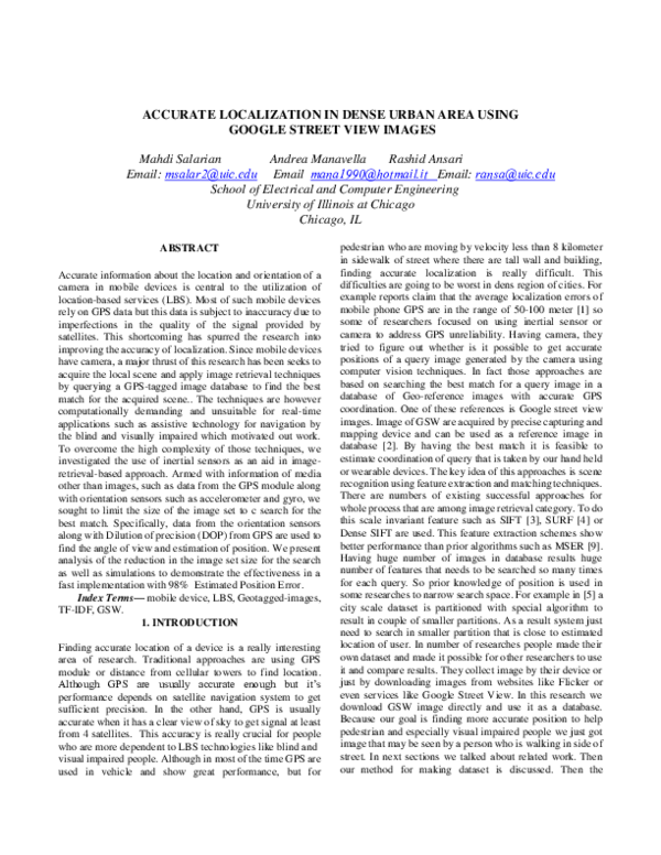 (PDF) Accurate localization in dense urban area using Google street ...