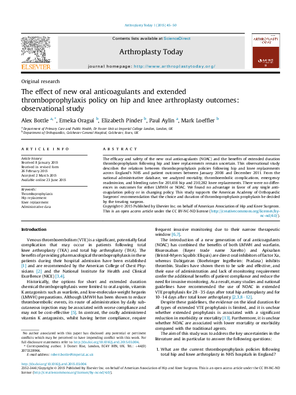(PDF) The effect of new oral anticoagulants and extended ...