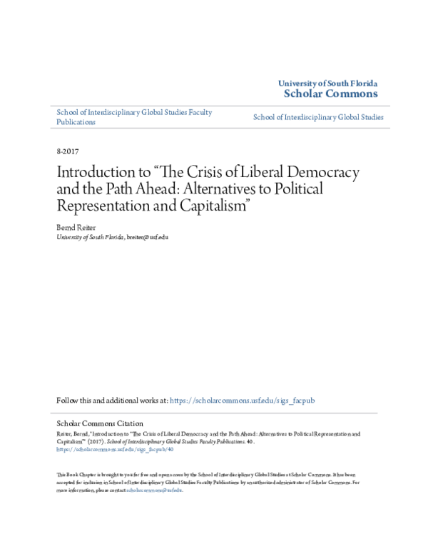 (PDF) Introduction to “The Crisis of Liberal Democracy and the Path ...