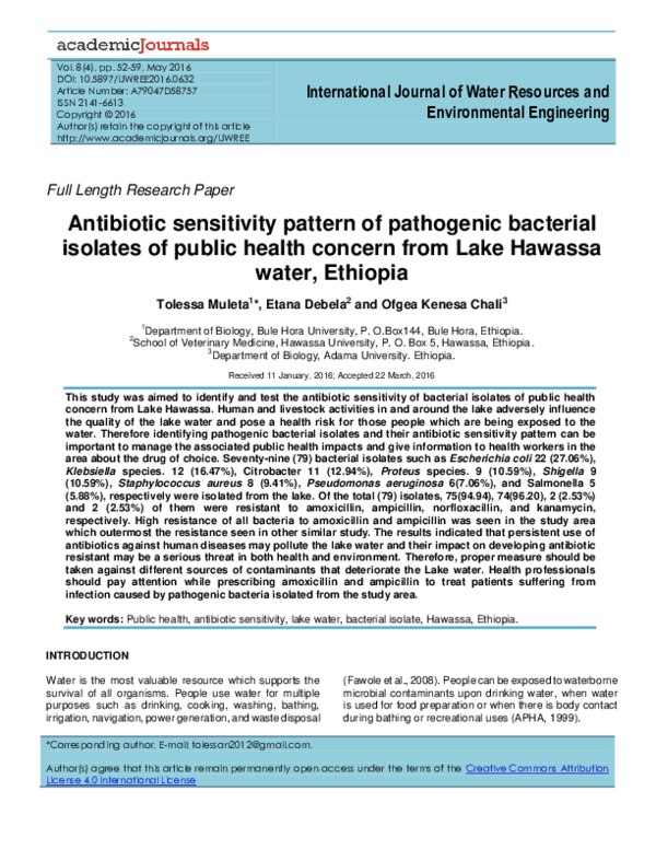 (PDF) Antibiotic sensitivity pattern of pathogenic bacterial isolates ...