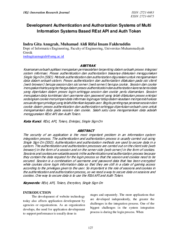 (PDF) Development Authentication and Authorization Systems of Multi ...