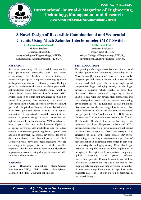 (PDF) A Novel Design of Reversible Combinational and Sequential ...