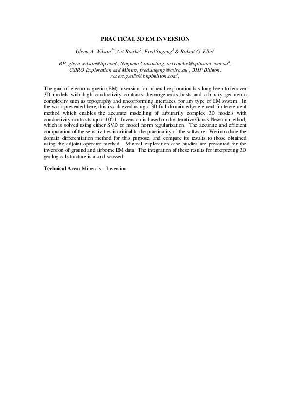 (PDF) Practical 3 D Em Inversion