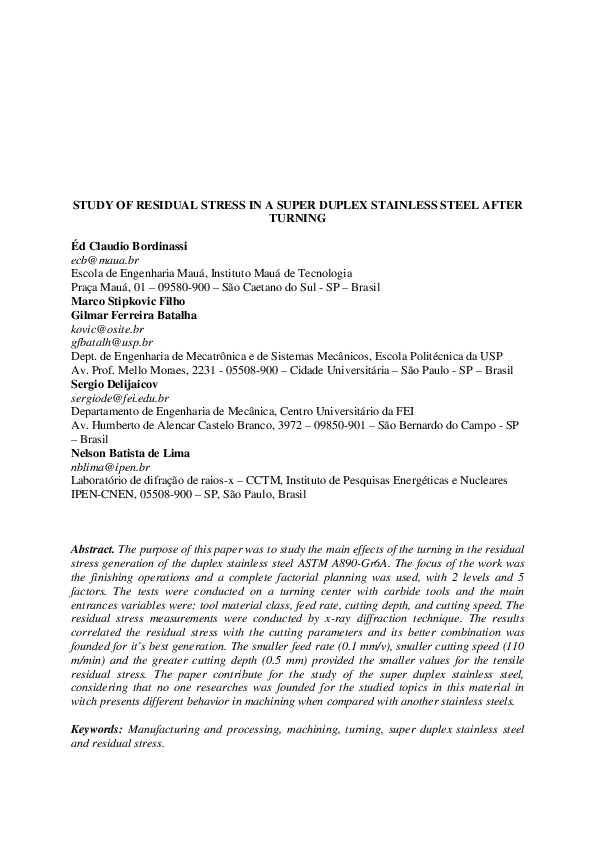 (PDF) Study of Residual Stress in a Super Duplex Stainless Steel After ...