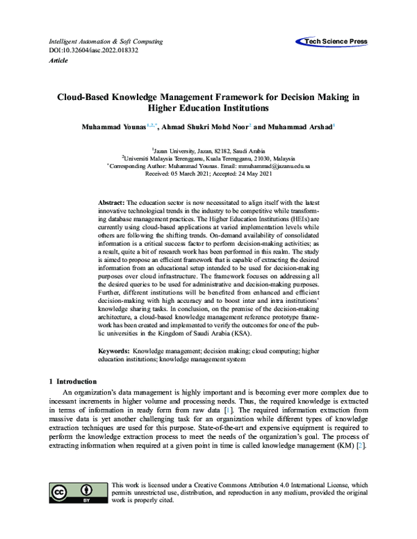 (PDF) Cloud-Based Knowledge Management Framework for Decision Making in ...