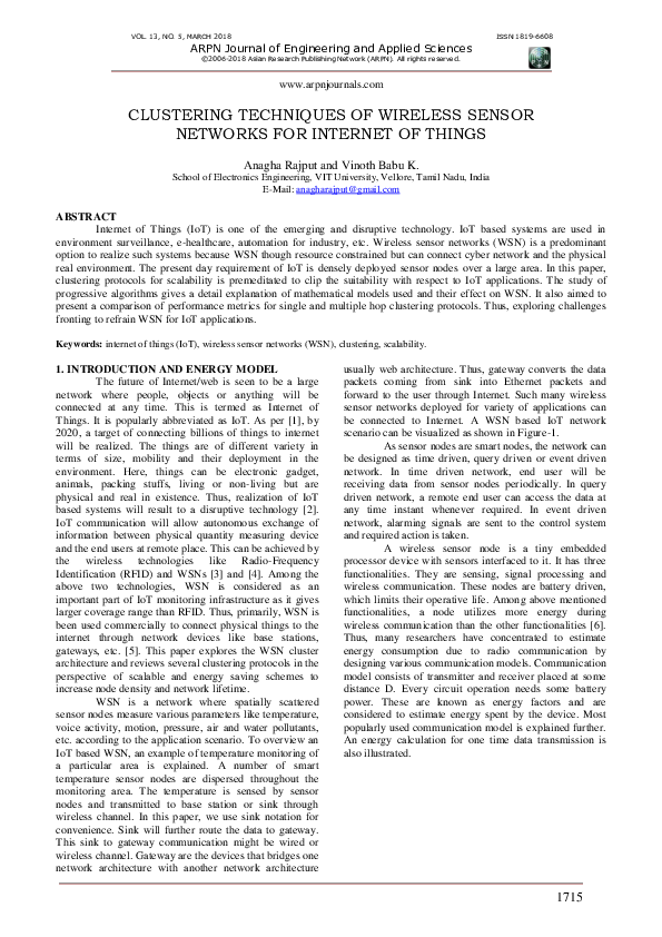 (PDF) Clustering Techniques of Wireless Sensor Networks for Internet of ...