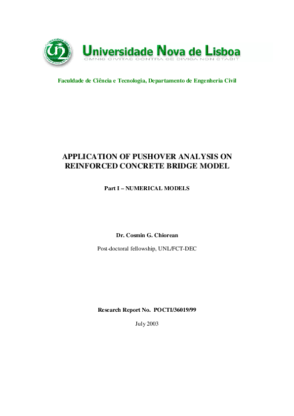 (PDF) Application of Pushover Analysis on Reinforced Concrete Bridge Model