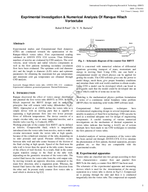 (PDF) Exprimental Investigation & Numerical Analysis Of Ranque Hilsch ...