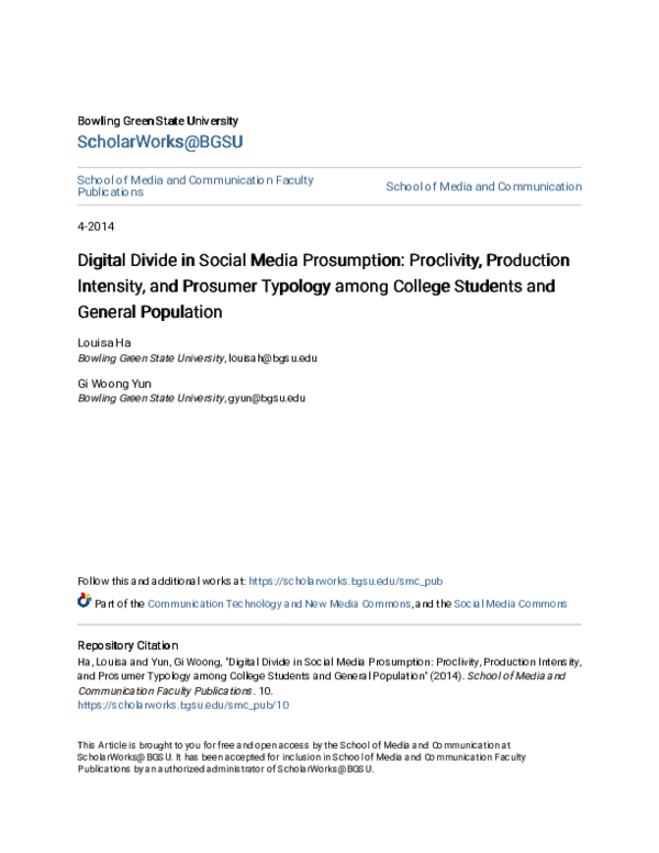 (PDF) Digital Divide in Social Media Prosumption: Proclivity ...