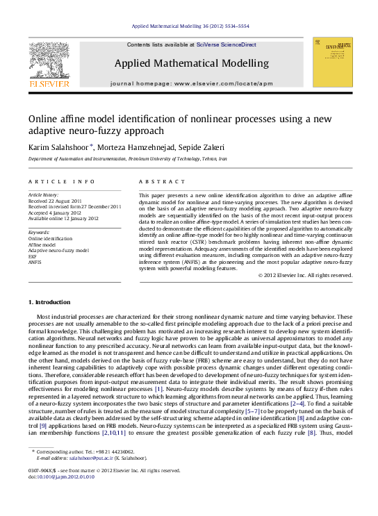 (PDF) Online affine model identification of nonlinear processes using a ...