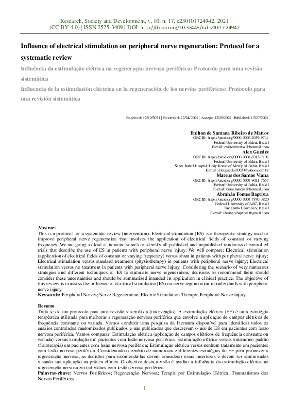 (PDF) Influence of electrical stimulation on peripheral nerve ...