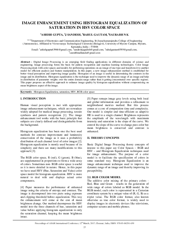 (PDF) Image Enhancement Using Histogram Equalization of Saturation in ...