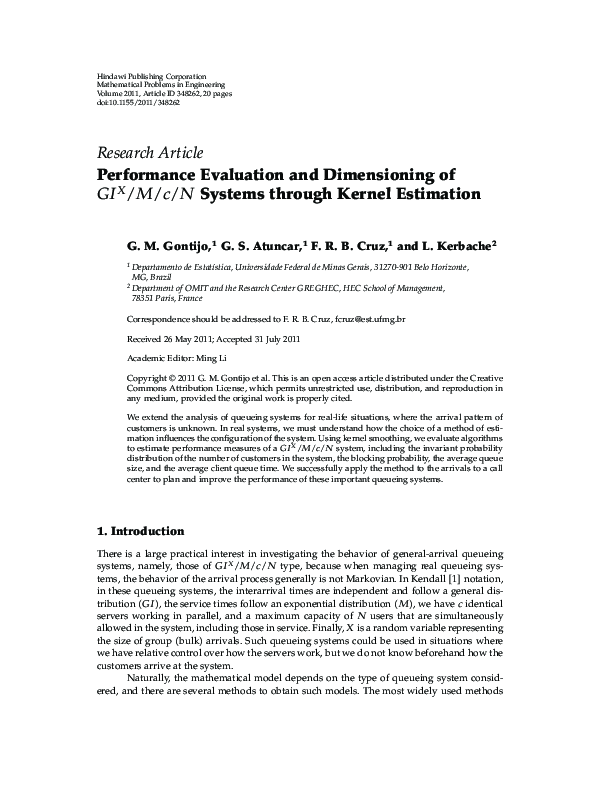 (PDF) Performance Evaluation and Dimensioning of Systems through Kernel ...