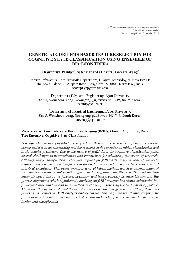 (PDF) Genetic Algorithms Based Feature Selection for Cognitive State ...