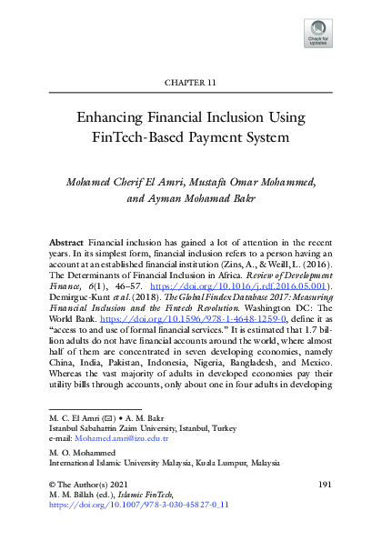 (PDF) Enhancing Financial Inclusion Using FinTech-Based Payment System