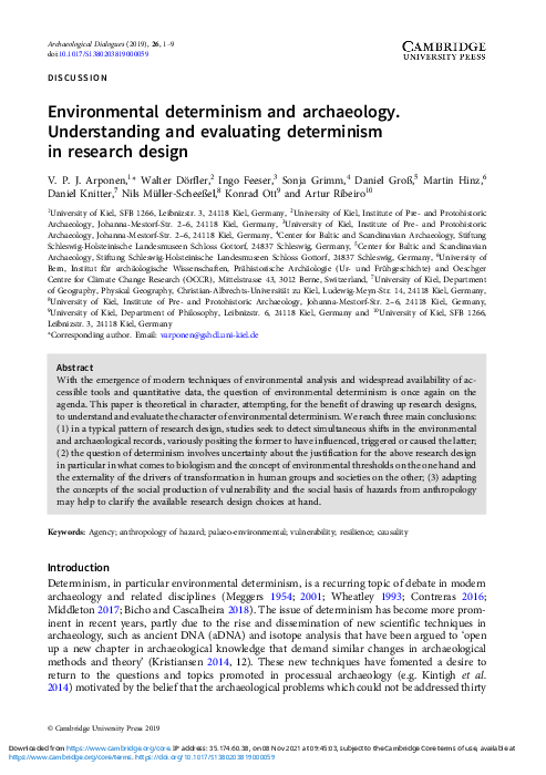  PDF Environmental Determinism And Archaeology Understanding And 