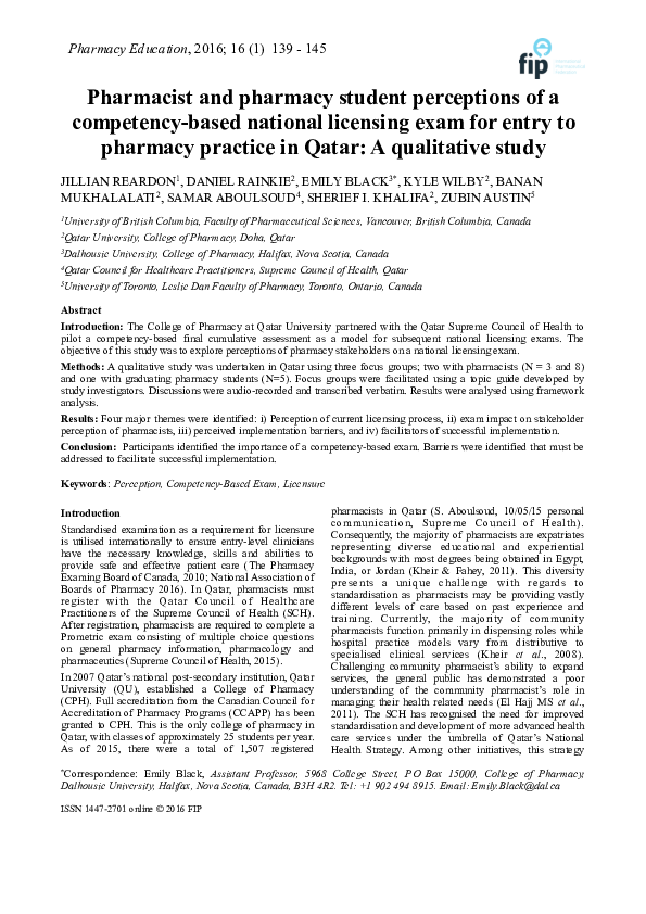 (PDF) Pharmacist and pharmacy student perceptions of a competency-based ...
