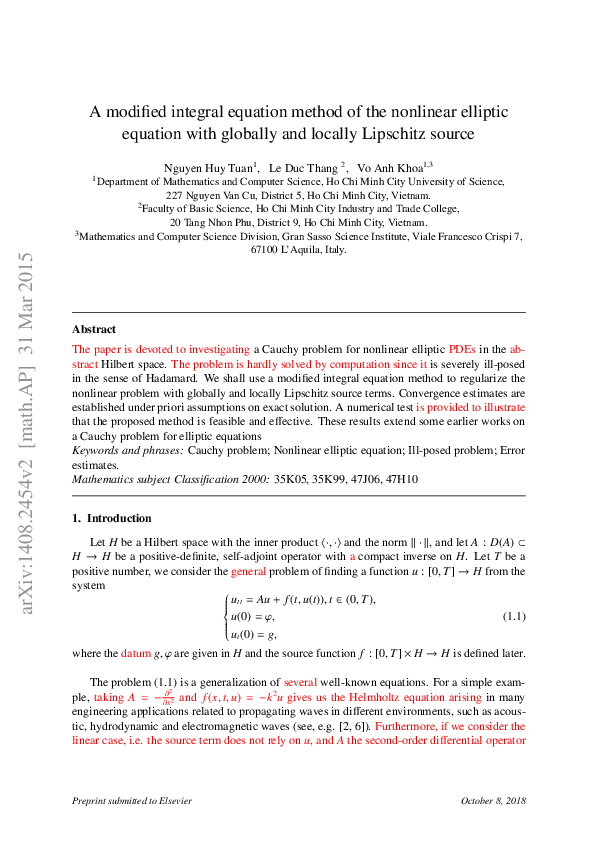 (PDF) A modified integral equation method of the nonlinear elliptic ...
