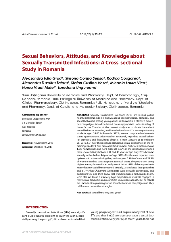 (PDF) Sexual Behaviors, Attitudes, and Knowledge about Sexually ...