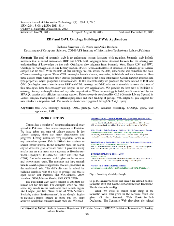(PDF) RDF and OWL Ontology Building of Web Applications