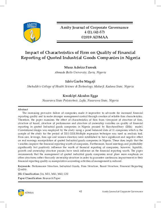 (PDF) Impact of Characteristics of Firm on Quality of Financial ...