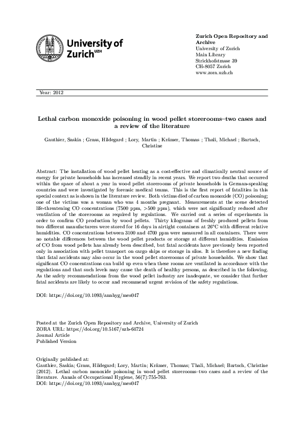 (PDF) Lethal Carbon Monoxide Poisoning in Wood Pellet StoreroomsTwo