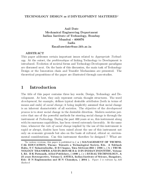 (PDF) TECHNOLOGY DESIGN as if DEVELOPMENT MATTERED1