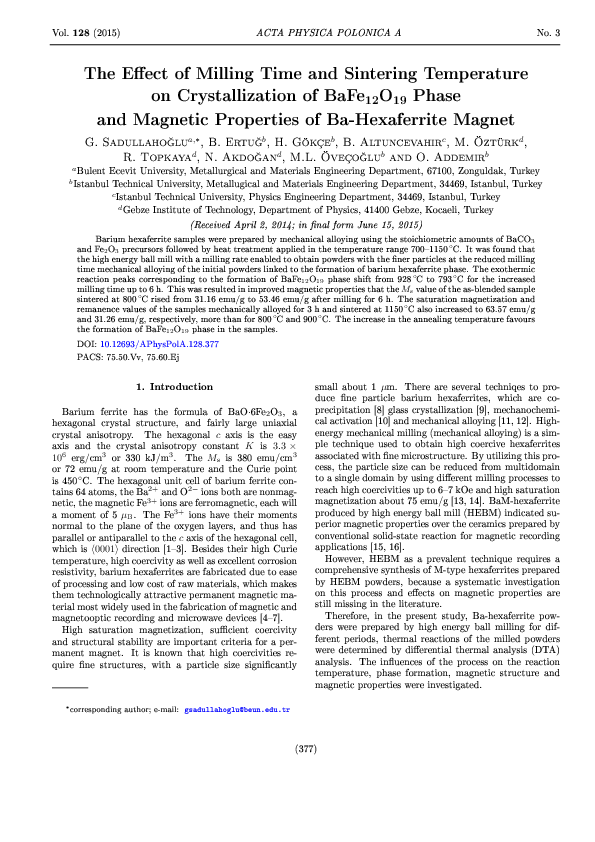 (PDF) The Effect of Milling Time and Sintering Temperature on ...