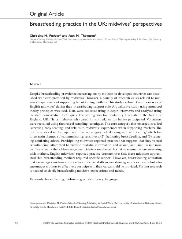 (PDF) Breastfeeding practice in the UK: midwives' perspectives