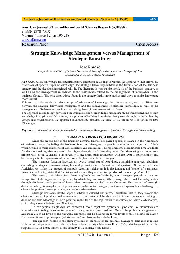 (PDF) Strategic Knowledge Management versus Management of Strategic ...