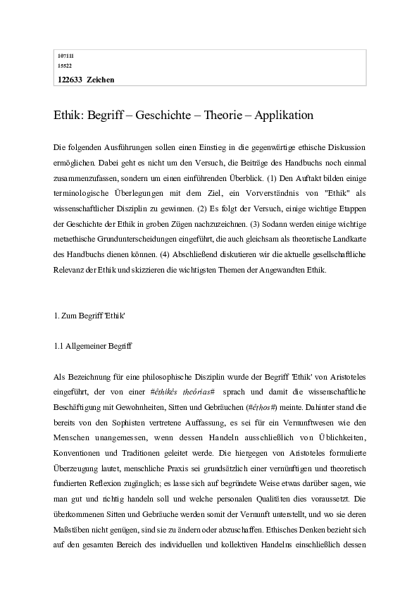 (PDF) Ethik: Begriff - Geschichte - Theorie - Applikation
