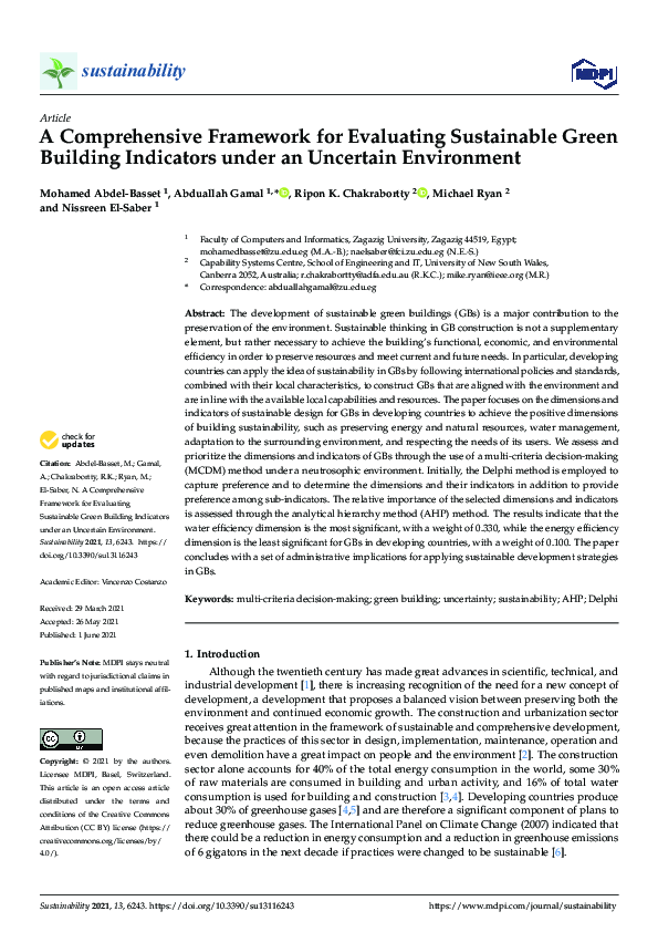 (PDF) A Comprehensive Framework for Evaluating Sustainable Green ...
