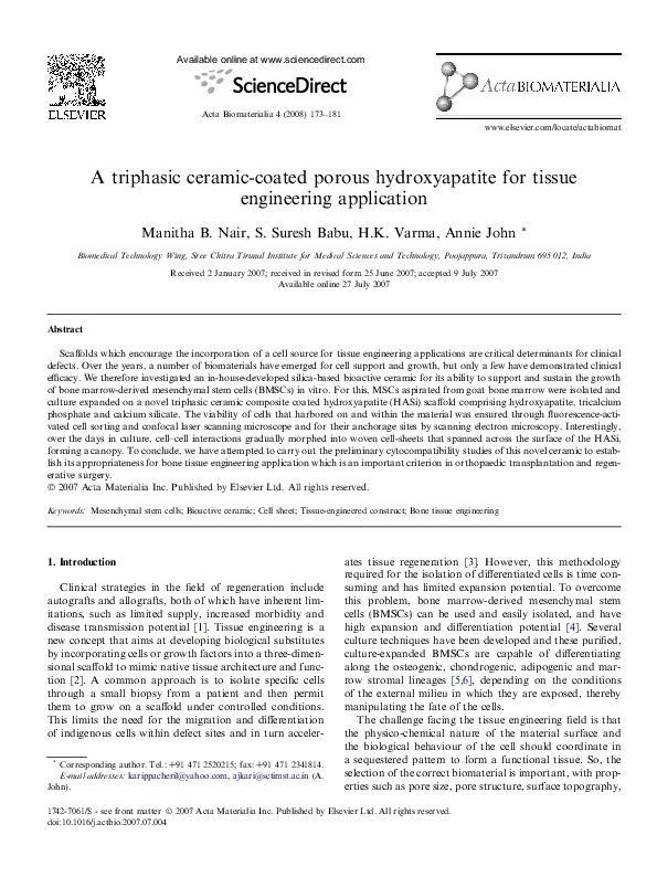 (PDF) A triphasic ceramic-coated porous hydroxyapatite for tissue ...