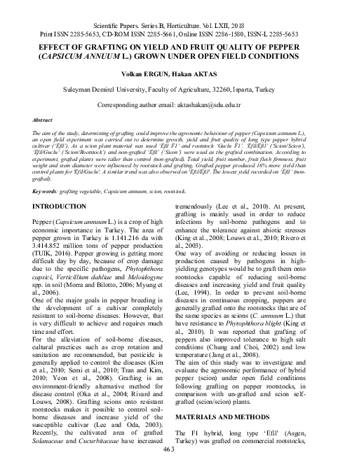 (PDF) Effect of Grafting on Yield and Fruit Quality of Pepper ...