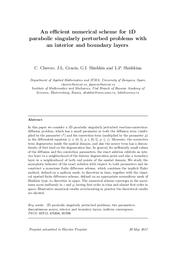 (PDF) An efficient numerical scheme for 1D parabolic singularly ...