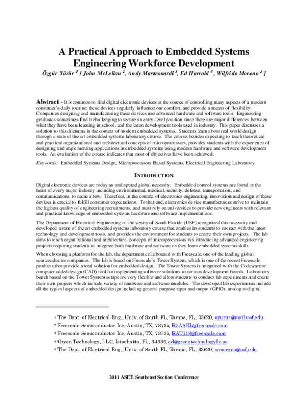 (PDF) A Practical Approach to Embedded Systems Engineering Workforce ...