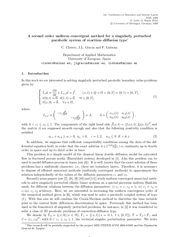(PDF) A second order uniform convergent method for a singularly ...