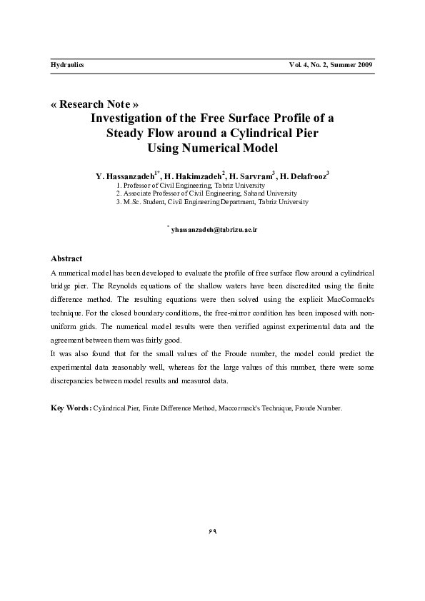 (PDF) Investigation of the Free Surface Profile of a Steady Flow around ...