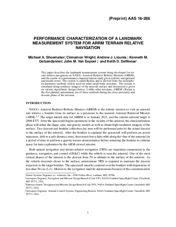 (PDF) Performance Characterization of a Landmark Measurement System for ...