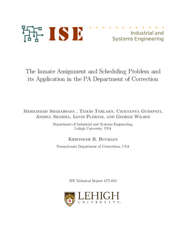 (PDF) The Inmate Assignment and Scheduling Problem and its Application ...