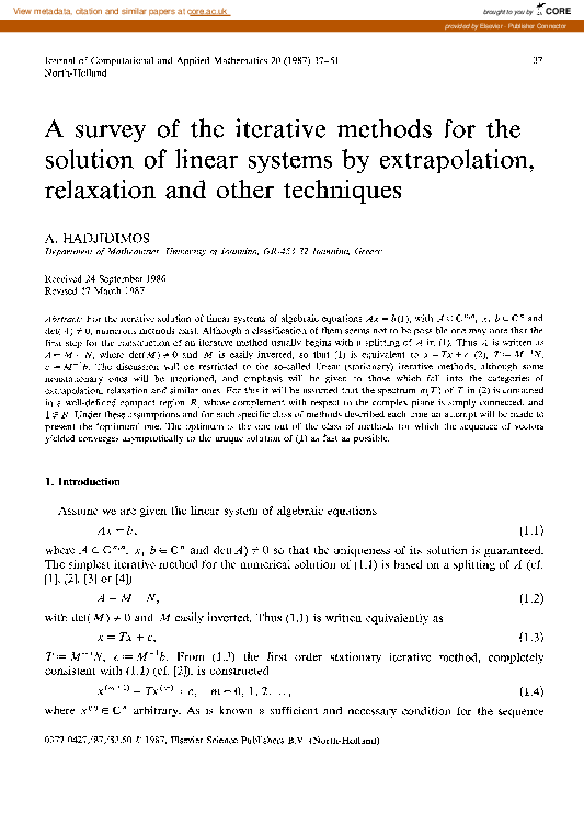 (PDF) A survey of the iterative methods for the solution of linear ...