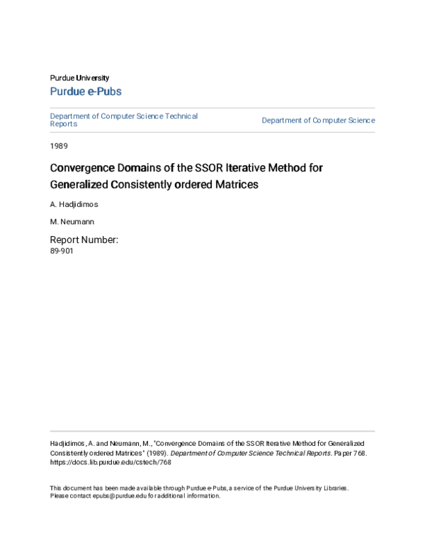 (PDF) Convergence Domains of the SSOR Iterative Method for Generalized ...