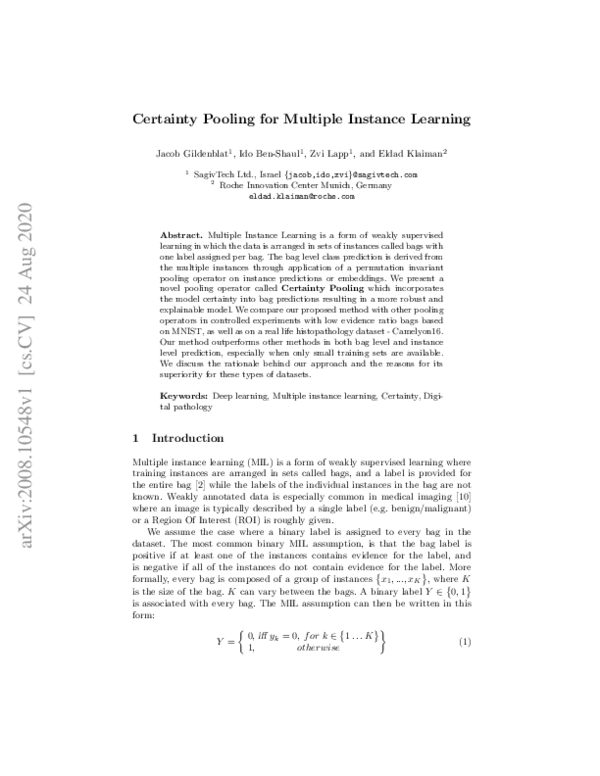 (PDF) Certainty Pooling for Multiple Instance Learning