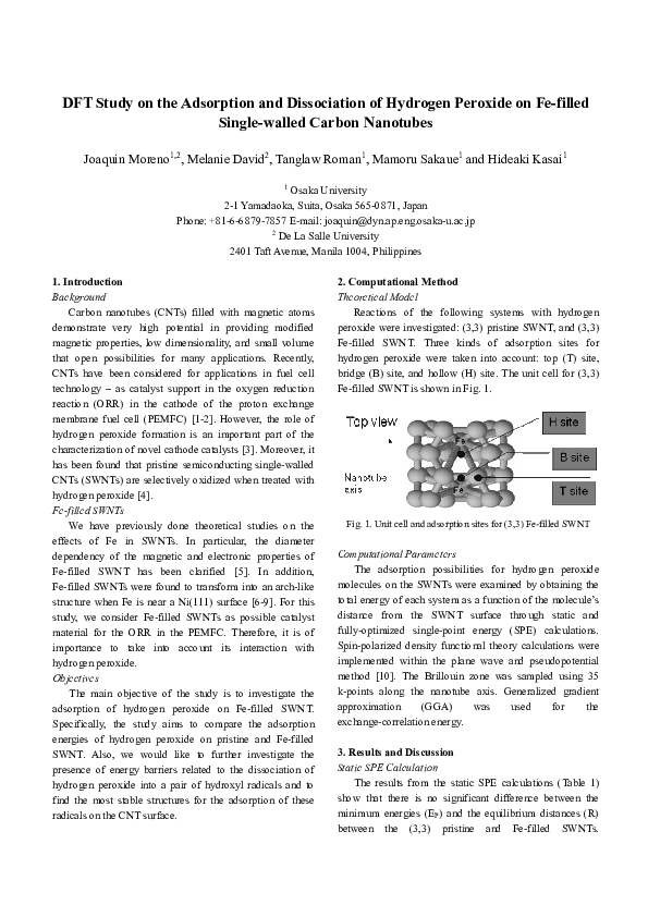 (PDF) DFT Study on the Adsorption and Dissociation of Hydrogen Peroxide ...
