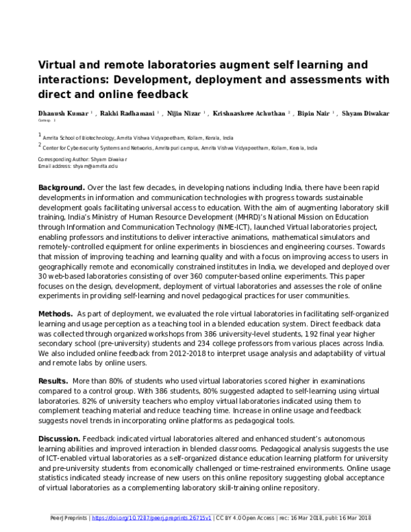 (PDF) Virtual and remote laboratories augment self learning and ...