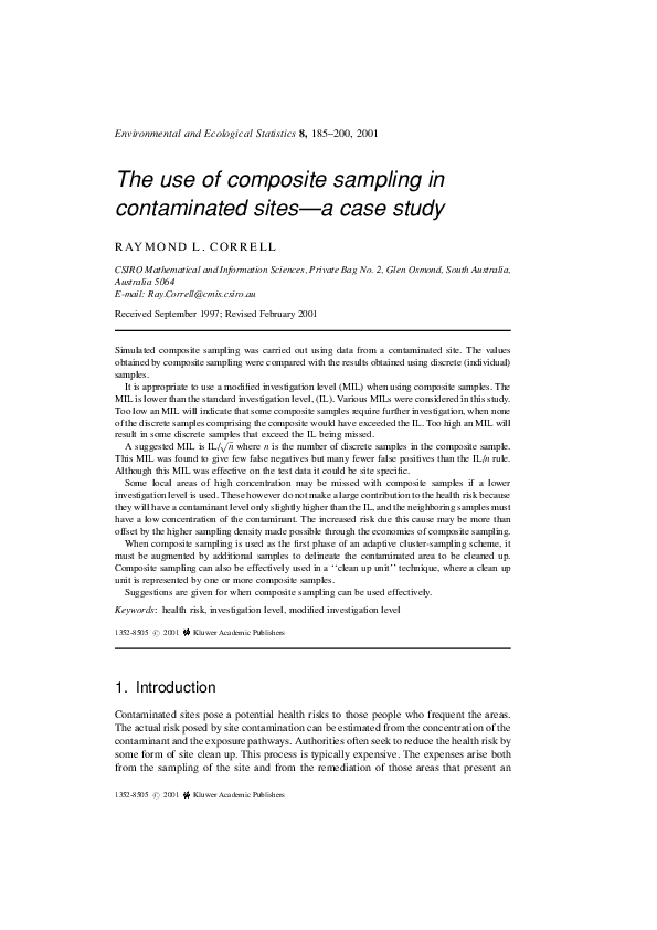(PDF) The use of composite sampling in contaminated sites—a case study