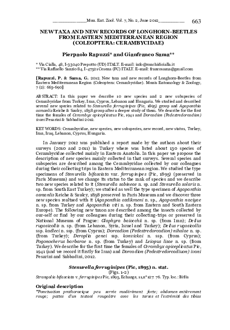 (PDF) New Taxa and New Records of Longhorn-Beetles from Eastern ...