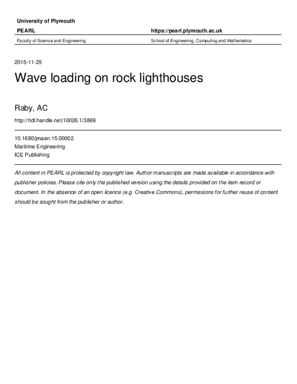 (PDF) Wave loading on rock lighthouses