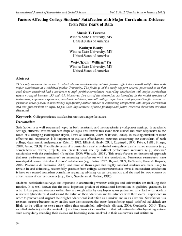 (PDF) Factors affecting college students’ satisfaction with major ...